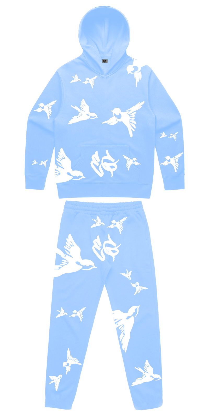 WOMENS BIRDS - PUFF PRINT TRACKSUIT - BABY BLUE