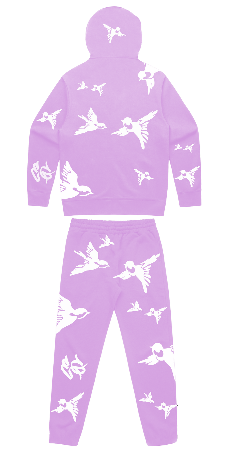 WOMENS BIRDS - PUFF PRINT TRACKSUIT - BABY PINK