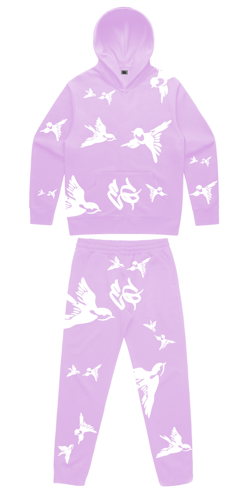 WOMENS BIRDS - PUFF PRINT TRACKSUIT - BABY PINK